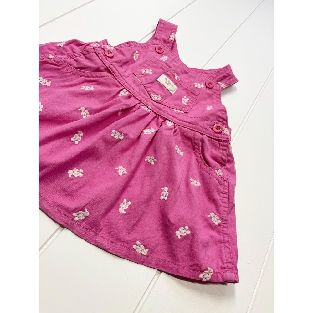 Vintage Oshkosh BGosh Pale Pink Bunny Rabbit Easter Overall Dress, Size 3-6 Mon - Picture 6 of 11